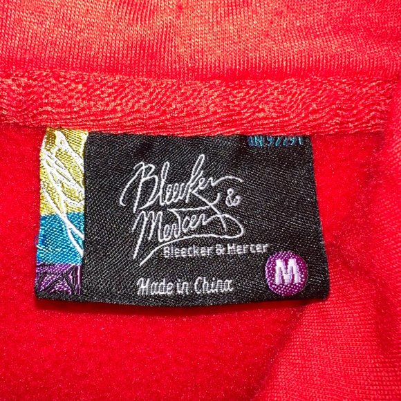 Bleecker & Mercer Men’s Hoodie Red Trouble Maker Embroidered Bear Size M Medium - Picture 5 of 7